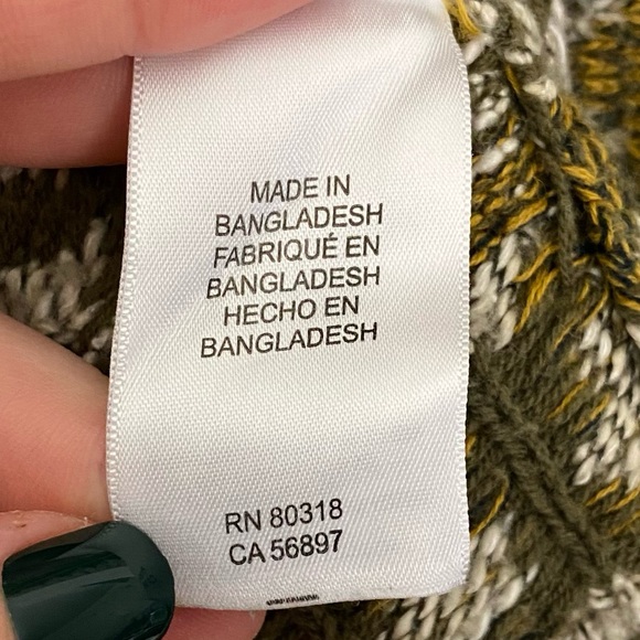 Lucky Brand | Green & Gray Aztec Print Open Front Cardigan Sweater Size Medium - Picture 4 of 10